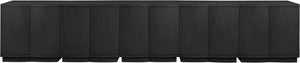 Meridian Furniture Aveline Fluted Oak Veneer Modular Buffet Sideboard with Curved Silhouette for Dining Rooms Black 157.5" W (5pc) 77006Black-T-5PC