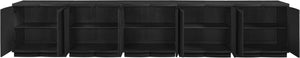 Meridian Furniture Aveline Fluted Oak Veneer Modular Buffet Sideboard with Curved Silhouette for Dining Rooms Black 157.5" W (5pc) 77006Black-T-5PC