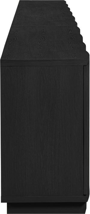 Meridian Furniture Aveline Fluted Oak Veneer Modular Buffet Sideboard with Curved Silhouette for Dining Rooms Black 157.5" W (5pc) 77006Black-T-5PC