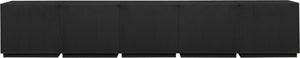 Meridian Furniture Aveline Fluted Oak Veneer Modular Buffet Sideboard with Curved Silhouette for Dining Rooms Black 157.5" W (5pc) 77006Black-T-5PC