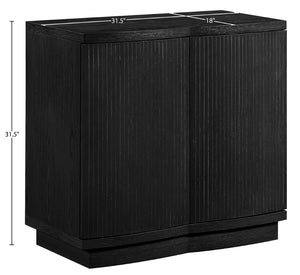 Meridian Furniture Aveline Fluted Oak Veneer Modular Buffet Sideboard with Curved Silhouette for Dining Rooms Black 31.5" W (1pc) 77006Black-T