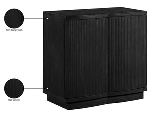 Meridian Furniture Aveline Fluted Oak Veneer Modular Buffet Sideboard with Curved Silhouette for Dining Rooms Black 31.5" W (1pc) 77006Black-T