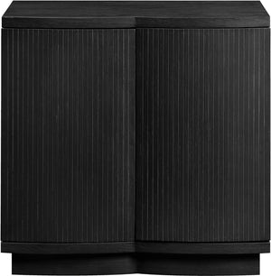 Meridian Furniture Aveline Fluted Oak Veneer Modular Buffet Sideboard with Curved Silhouette for Dining Rooms Black 31.5" W (1pc) 77006Black-T