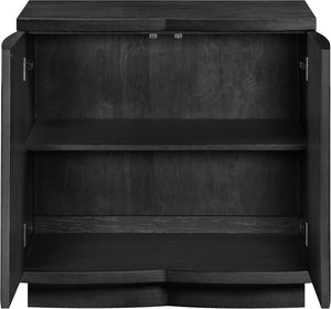 Meridian Furniture Aveline Fluted Oak Veneer Modular Buffet Sideboard with Curved Silhouette for Dining Rooms Black 31.5" W (1pc) 77006Black-T