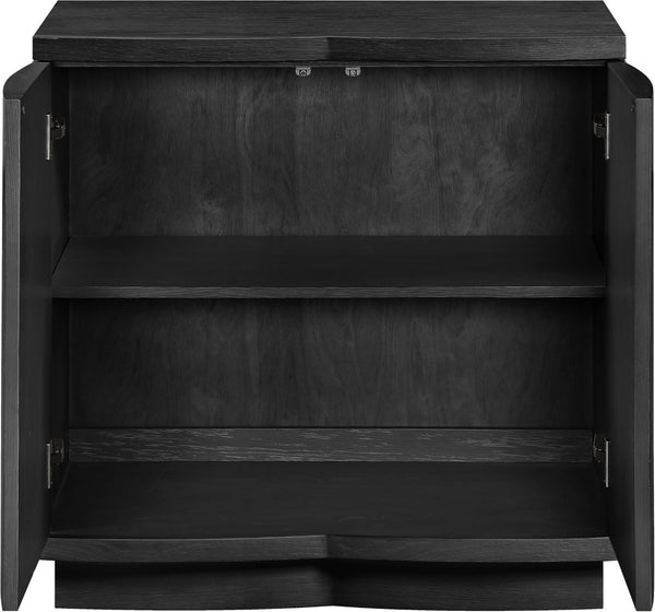 Meridian Furniture Aveline Fluted Oak Veneer Modular Buffet Sideboard with Curved Silhouette for Dining Rooms Black 31.5" W (1pc) 77006Black-T