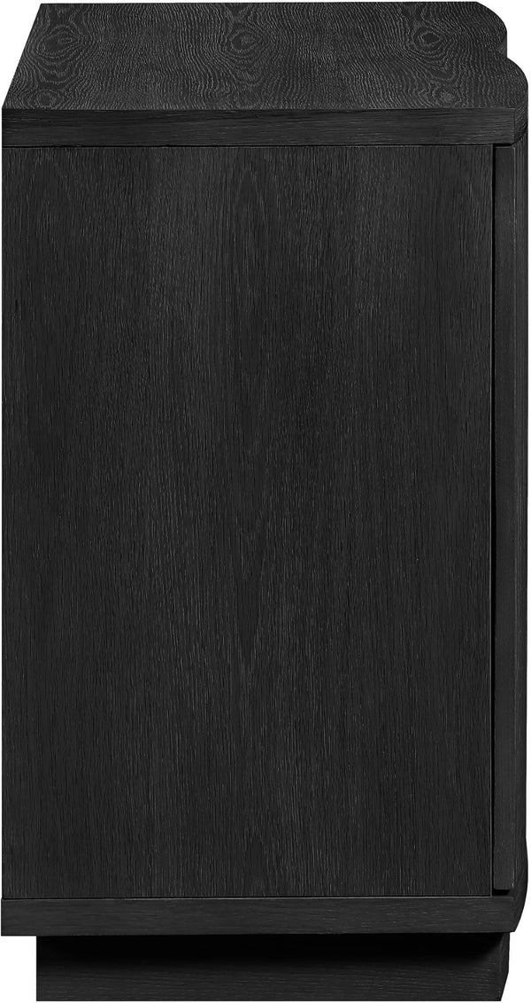 Meridian Furniture Aveline Fluted Oak Veneer Modular Buffet Sideboard with Curved Silhouette for Dining Rooms Black 31.5" W (1pc) 77006Black-T