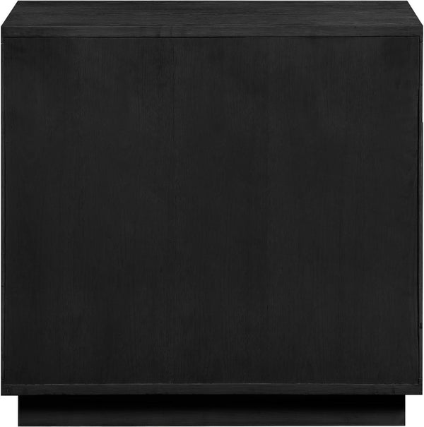Meridian Furniture Aveline Fluted Oak Veneer Modular Buffet Sideboard with Curved Silhouette for Dining Rooms Black 31.5" W (1pc) 77006Black-T