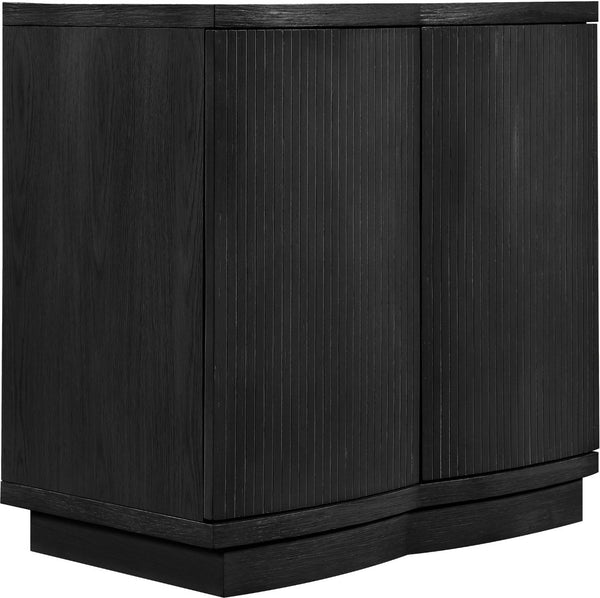Meridian Furniture Aveline Fluted Oak Veneer Modular Buffet Sideboard with Curved Silhouette for Dining Rooms Black 31.5" W (1pc) 77006Black-T