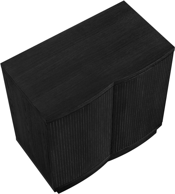 Meridian Furniture Aveline Fluted Oak Veneer Modular Buffet Sideboard with Curved Silhouette for Dining Rooms Black 31.5" W (1pc) 77006Black-T