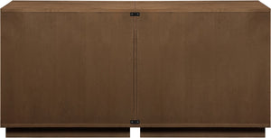 Meridian Furniture Aveline Fluted Oak Veneer Modular Buffet Sideboard with Curved Silhouette for Dining Rooms Brown 63" W (2pc) 77006Brown-T-2PC