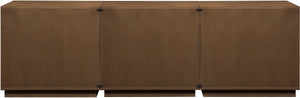 Meridian Furniture Aveline Fluted Oak Veneer Modular Buffet Sideboard with Curved Silhouette for Dining Rooms Brown 94.5" W (3pc) 77006Brown-T-3PC