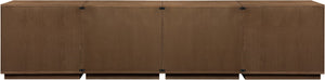 Meridian Furniture Aveline Fluted Oak Veneer Modular Buffet Sideboard with Curved Silhouette for Dining Rooms Brown 126" W (4pc) 77006Brown-T-4PC