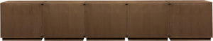 Meridian Furniture Aveline Fluted Oak Veneer Modular Buffet Sideboard with Curved Silhouette for Dining Rooms Brown 157.5" W (5pc) 77006Brown-T-5PC