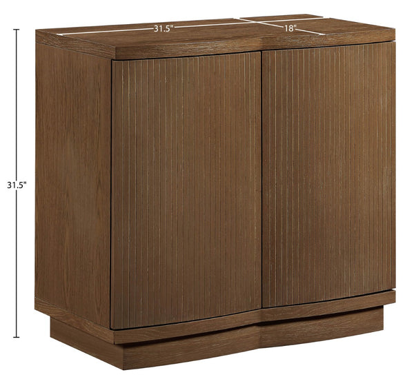 Meridian Furniture Aveline Fluted Oak Veneer Modular Buffet Sideboard with Curved Silhouette for Dining Rooms Brown 31.5" W (1pc) 77006Brown-T