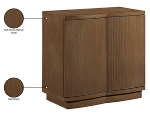 Meridian Furniture Aveline Fluted Oak Veneer Modular Buffet Sideboard with Curved Silhouette for Dining Rooms Brown 31.5" W (1pc) 77006Brown-T