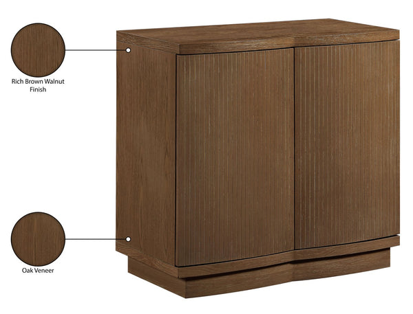 Meridian Furniture Aveline Fluted Oak Veneer Modular Buffet Sideboard with Curved Silhouette for Dining Rooms Brown 31.5" W (1pc) 77006Brown-T