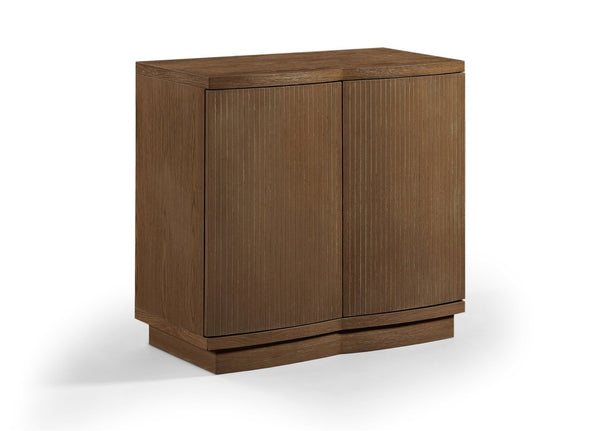 Meridian Furniture Aveline Fluted Oak Veneer Modular Buffet Sideboard with Curved Silhouette for Dining Rooms Brown 31.5" W (1pc) 77006Brown-T