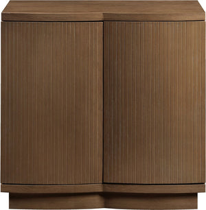 Meridian Furniture Aveline Fluted Oak Veneer Modular Buffet Sideboard with Curved Silhouette for Dining Rooms Brown 31.5" W (1pc) 77006Brown-T