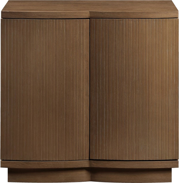 Meridian Furniture Aveline Fluted Oak Veneer Modular Buffet Sideboard with Curved Silhouette for Dining Rooms Brown 31.5" W (1pc) 77006Brown-T
