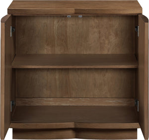 Meridian Furniture Aveline Fluted Oak Veneer Modular Buffet Sideboard with Curved Silhouette for Dining Rooms Brown 31.5" W (1pc) 77006Brown-T