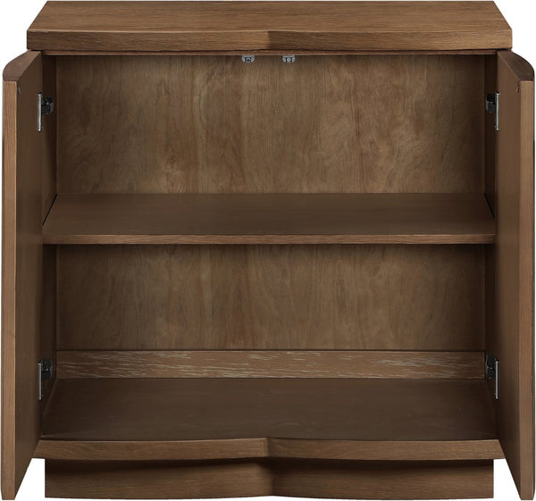 Meridian Furniture Aveline Fluted Oak Veneer Modular Buffet Sideboard with Curved Silhouette for Dining Rooms Brown 31.5" W (1pc) 77006Brown-T