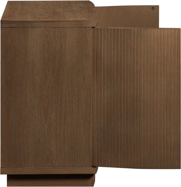 Meridian Furniture Aveline Fluted Oak Veneer Modular Buffet Sideboard with Curved Silhouette for Dining Rooms Brown 31.5" W (1pc) 77006Brown-T
