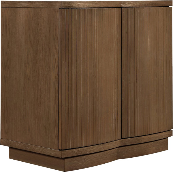 Meridian Furniture Aveline Fluted Oak Veneer Modular Buffet Sideboard with Curved Silhouette for Dining Rooms Brown 31.5" W (1pc) 77006Brown-T