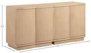 Meridian Furniture Aveline Fluted Oak Veneer Modular Buffet Sideboard with Curved Silhouette for Dining Rooms Natural 63" W (2pc) 77006Natural-T-2PC