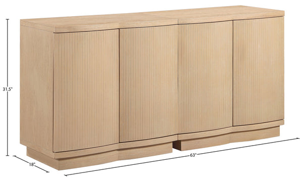 Meridian Furniture Aveline Fluted Oak Veneer Modular Buffet Sideboard with Curved Silhouette for Dining Rooms Natural 63" W (2pc) 77006Natural-T-2PC