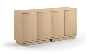 Meridian Furniture Aveline Fluted Oak Veneer Modular Buffet Sideboard with Curved Silhouette for Dining Rooms Natural 63" W (2pc) 77006Natural-T-2PC