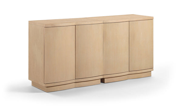 Meridian Furniture Aveline Fluted Oak Veneer Modular Buffet Sideboard with Curved Silhouette for Dining Rooms Natural 63" W (2pc) 77006Natural-T-2PC