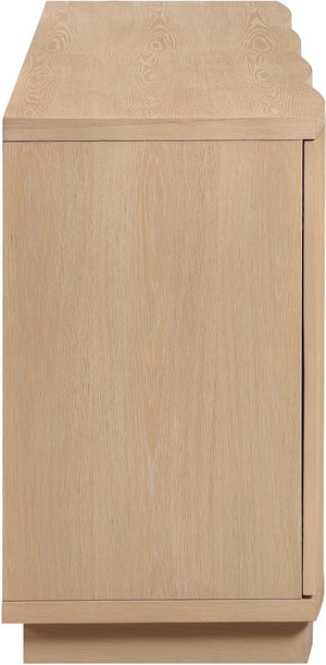 Meridian Furniture Aveline Fluted Oak Veneer Modular Buffet Sideboard with Curved Silhouette for Dining Rooms Natural 63" W (2pc) 77006Natural-T-2PC