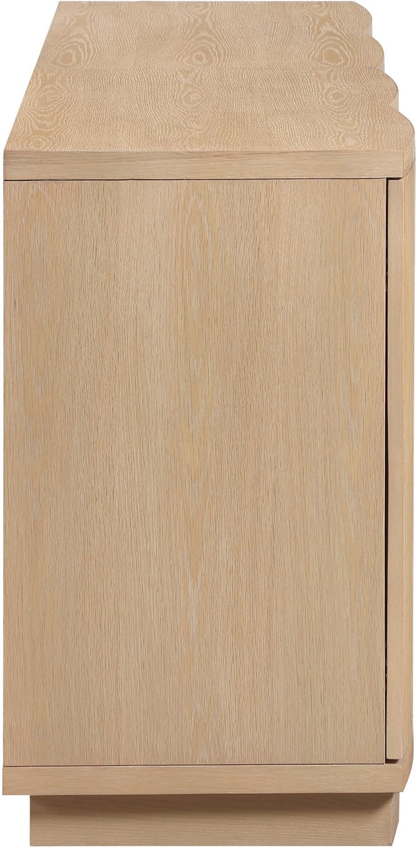 Meridian Furniture Aveline Fluted Oak Veneer Modular Buffet Sideboard with Curved Silhouette for Dining Rooms Natural 63" W (2pc) 77006Natural-T-2PC