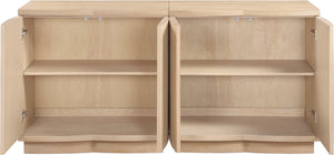 Meridian Furniture Aveline Fluted Oak Veneer Modular Buffet Sideboard with Curved Silhouette for Dining Rooms Natural 63" W (2pc) 77006Natural-T-2PC