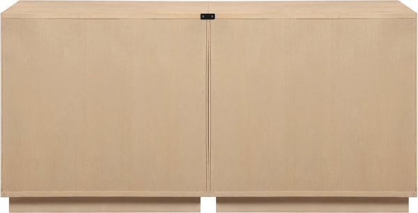 Meridian Furniture Aveline Fluted Oak Veneer Modular Buffet Sideboard with Curved Silhouette for Dining Rooms Natural 63" W (2pc) 77006Natural-T-2PC