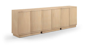 Meridian Furniture Aveline Fluted Oak Veneer Modular Buffet Sideboard with Curved Silhouette for Dining Rooms Natural 94.5" W (3pc) 77006Natural-T-3PC