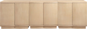 Meridian Furniture Aveline Fluted Oak Veneer Modular Buffet Sideboard with Curved Silhouette for Dining Rooms Natural 94.5" W (3pc) 77006Natural-T-3PC