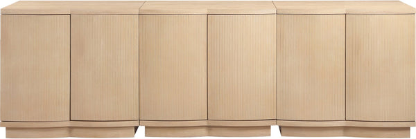 Meridian Furniture Aveline Fluted Oak Veneer Modular Buffet Sideboard with Curved Silhouette for Dining Rooms Natural 94.5" W (3pc) 77006Natural-T-3PC