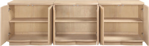Meridian Furniture Aveline Fluted Oak Veneer Modular Buffet Sideboard with Curved Silhouette for Dining Rooms Natural 94.5" W (3pc) 77006Natural-T-3PC