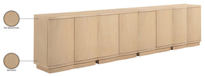 Meridian Furniture Aveline Fluted Oak Veneer Modular Buffet Sideboard with Curved Silhouette for Dining Rooms Natural 126" W (4pc) 77006Natural-T-4PC