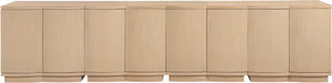 Meridian Furniture Aveline Fluted Oak Veneer Modular Buffet Sideboard with Curved Silhouette for Dining Rooms Natural 126" W (4pc) 77006Natural-T-4PC