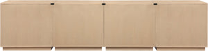Meridian Furniture Aveline Fluted Oak Veneer Modular Buffet Sideboard with Curved Silhouette for Dining Rooms Natural 126" W (4pc) 77006Natural-T-4PC