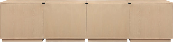 Meridian Furniture Aveline Fluted Oak Veneer Modular Buffet Sideboard with Curved Silhouette for Dining Rooms Natural 126" W (4pc) 77006Natural-T-4PC