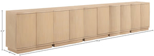 Meridian Furniture Aveline Fluted Oak Veneer Modular Buffet Sideboard with Curved Silhouette for Dining Rooms Natural 157.5" W (5pc) 77006Natural-T-5PC