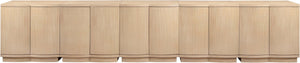 Meridian Furniture Aveline Fluted Oak Veneer Modular Buffet Sideboard with Curved Silhouette for Dining Rooms Natural 157.5" W (5pc) 77006Natural-T-5PC