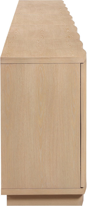 Meridian Furniture Aveline Fluted Oak Veneer Modular Buffet Sideboard with Curved Silhouette for Dining Rooms Natural 157.5" W (5pc) 77006Natural-T-5PC