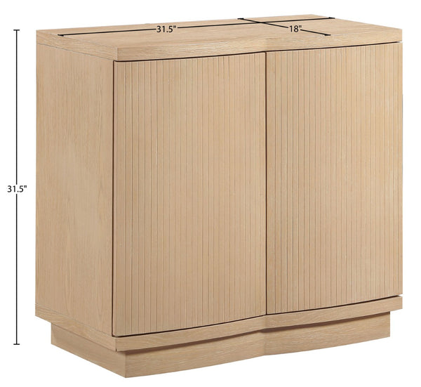 Meridian Furniture Aveline Fluted Oak Veneer Modular Buffet Sideboard with Curved Silhouette for Dining Rooms Natural 31.5" W (1pc) 77006Natural-T