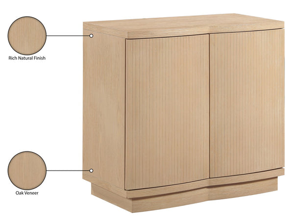 Meridian Furniture Aveline Fluted Oak Veneer Modular Buffet Sideboard with Curved Silhouette for Dining Rooms Natural 31.5" W (1pc) 77006Natural-T