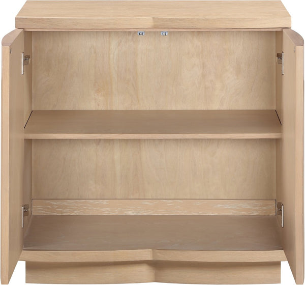 Meridian Furniture Aveline Fluted Oak Veneer Modular Buffet Sideboard with Curved Silhouette for Dining Rooms Natural 31.5" W (1pc) 77006Natural-T