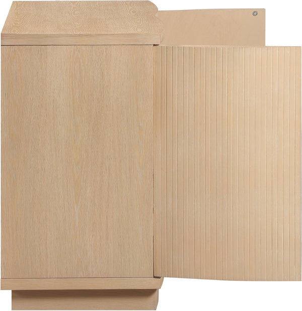 Meridian Furniture Aveline Fluted Oak Veneer Modular Buffet Sideboard with Curved Silhouette for Dining Rooms Natural 31.5" W (1pc) 77006Natural-T